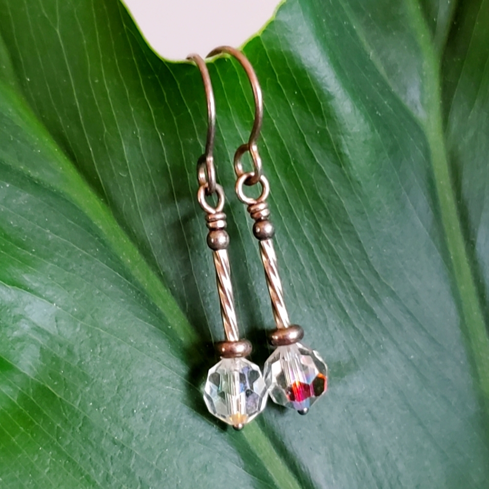 Silver and crystal earrings